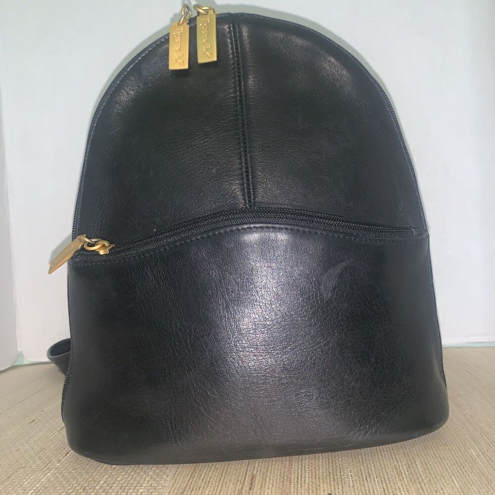Tignanello Soft Black Vintage Leather Backpack Boho Academia Adjustable Soft Y2K